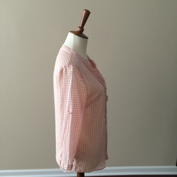 LC Lauren-Conrad-Top-Soft-Peach-Pink-Gingham - Picture 4 of 8